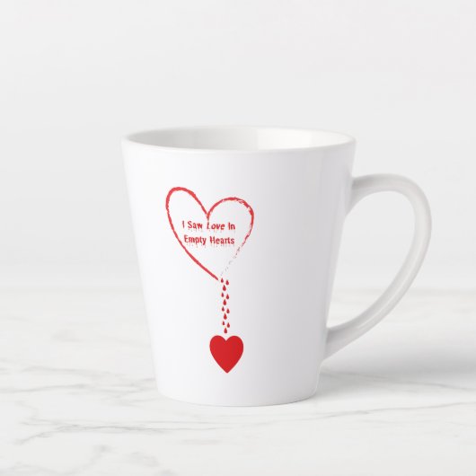 Ik zag liefde in een leeg hartendesign latte mok (Rechts)