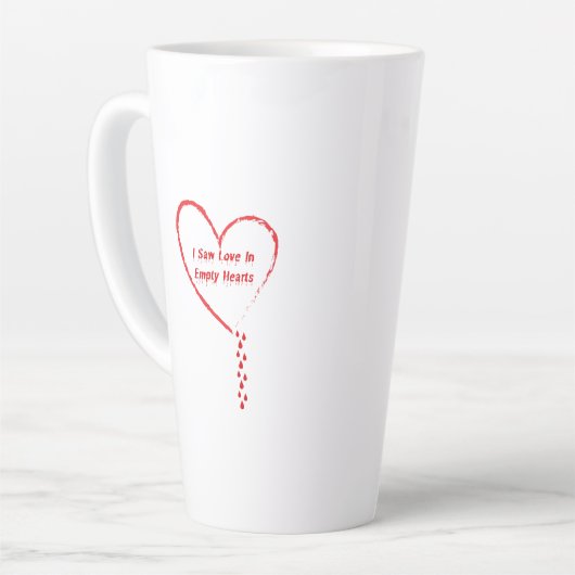 Ik zag liefde in Empty Hearts Design 3 Latte Mok (Linkerhoek)