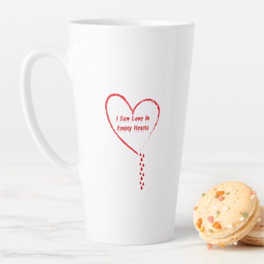 Ik zag liefde in Empty Hearts Design 3 Latte Mok (In situ)