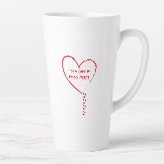 Ik zag liefde in Empty Hearts Design 3 Latte Mok (Rechts)