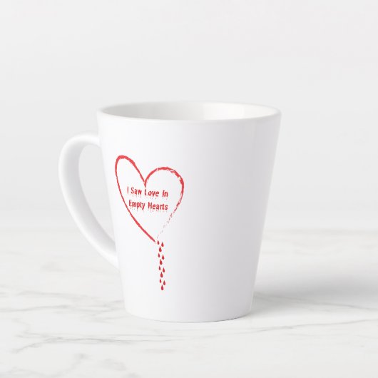 Ik zag liefde in Empty Hearts Design 3 Latte Mok (Linkerhoek)
