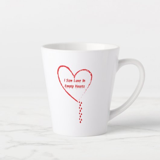 Ik zag liefde in Empty Hearts Design 3 Latte Mok (Rechts)