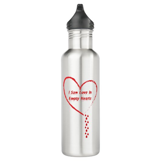 Ik zag liefde in Empty Hearts Design 3 Waterfles (Rechts)