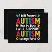 Ik zal autisme hier of daar autisme ondersteunen briefkaart (Voorkant / Achterkant)