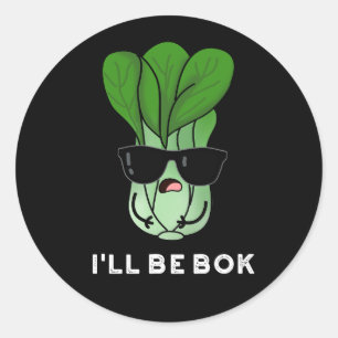 Ik zal boek grappige veggie film pun donker BG Ronde Sticker