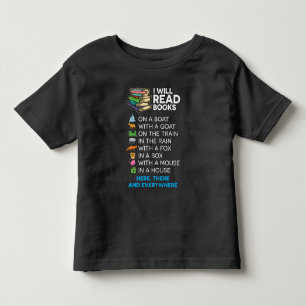 Ik zal boeken lezen op een boot en overal lezen kinder shirts