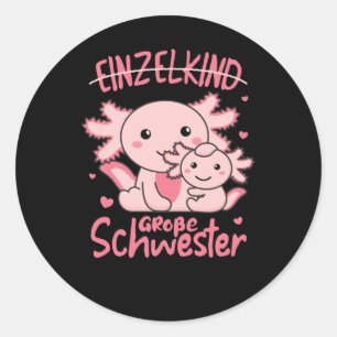 Ik zal groot zusje 2022 zijn voor Siblings axolotl Ronde Sticker