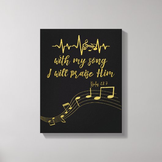 Ik zal hem prijzen met het lied KJV Bijbelvers Canvas Afdruk (Voorkant)