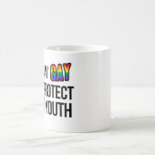 Ik zal homo zeggen en transjeugd beschermen koffiemok (Center)
