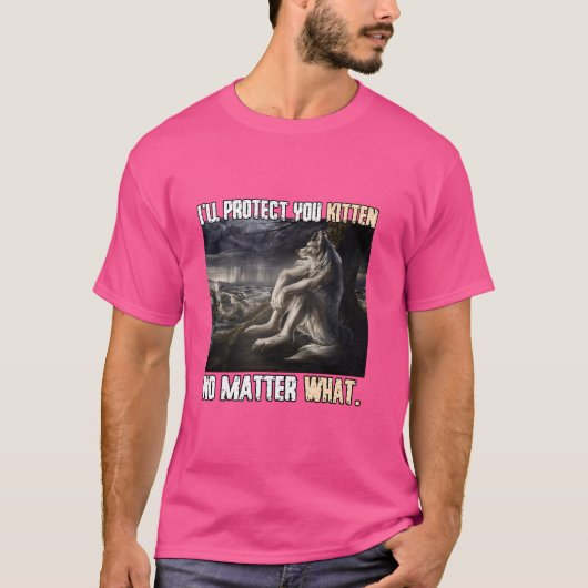 Ik zal je beschermen Kitten Grappige Alpha Weerwol T-shirt (Voorkant)