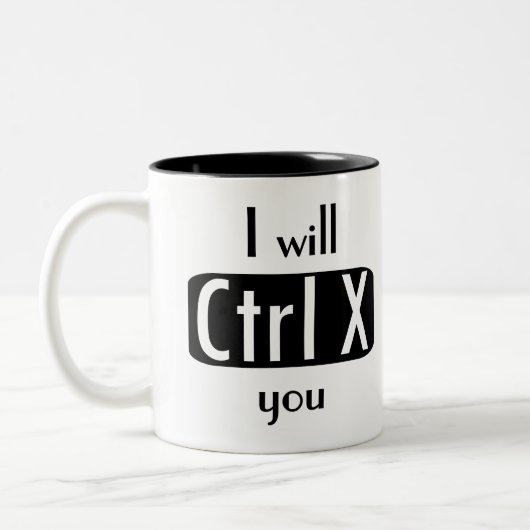 Ik zal je CTRL X Grapny Computer Geek knippen Tweekleurige Koffiemok (Links)