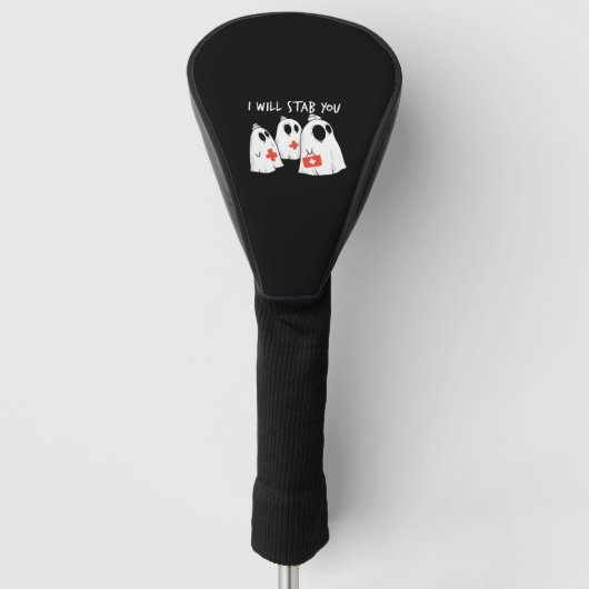 Ik zal je neersteken Ghost Nurse Funny RN Hallowee Golfheadcover (Voorkant)