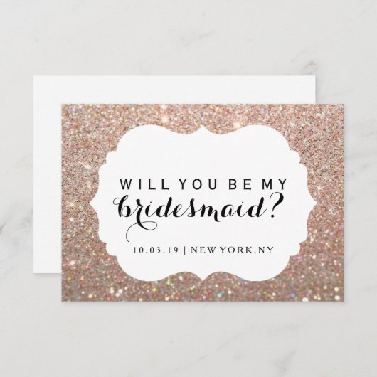 Ik zal mijn Bridesmaid zijn - Roos Gold Fab-bedruk Kaart (Voorkant / Achterkant)