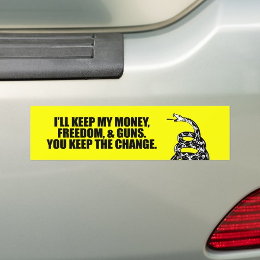 IK ZAL MIJN GELD, VRIJHEID EN PISTOLEN BEHOUDEN BUMPERSTICKER (Op auto)