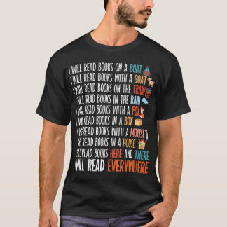 Ik zal overal boeken lezen op een boot Lezen Boek T-shirt