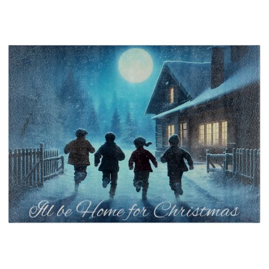 Ik zal thuis zijn voor de kerst snijplank (Voorkant)