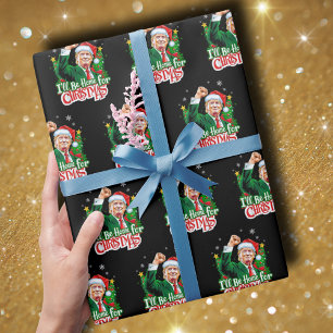 Ik zal thuis zijn voor Kerstmis Grappig Trump Sant Cadeaupapier