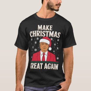 Ik zal thuis zijn voor Kerstmis Santa Trump Kerstm T-shirt