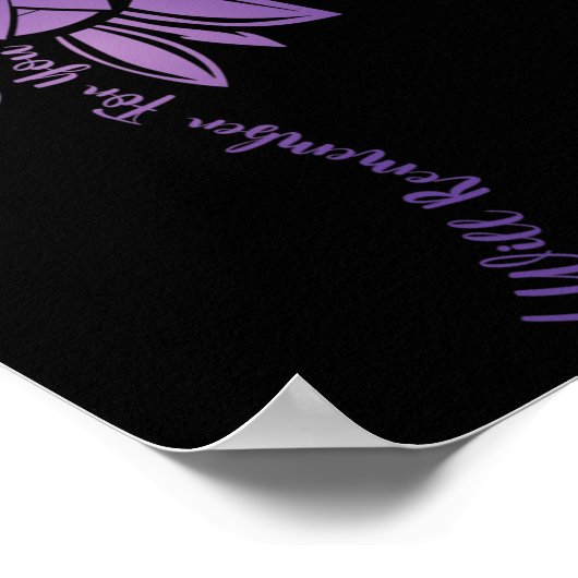 Ik zal voor u Paarse Zonnebloem Alzheimer onthoude Poster (Hoek)