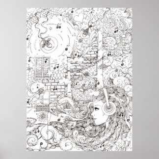 Ik zat bij de oceaan - illustratie poster