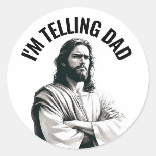 Ik zeg het papa - Grappige Jezus Meme Ronde Sticker