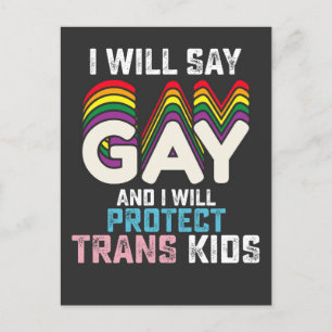 Ik zeg homo en ik zal transKinder LGBT beschermen Uitnodiging Briefkaart