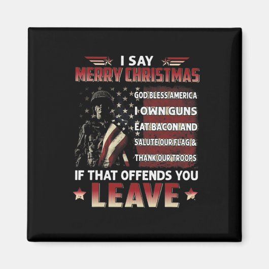 Ik zeg Merry KerstGod Bless America dat ik Pistool Magneet (Voorkant)