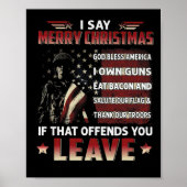 Ik zeg Merry KerstGod Bless America dat ik Pistool Poster (Voorkant)
