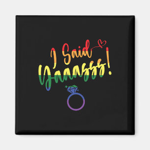Ik zei ja Gay LGBTQ Pride Rainbow Groom Bachelore Magneet