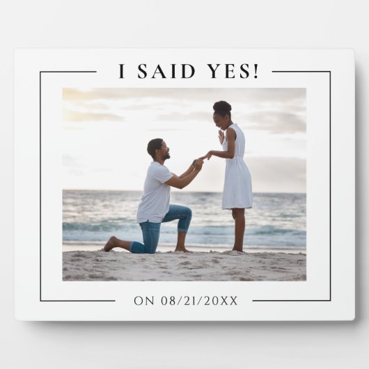 IK ZEI JA! Moderne foto verloving keepsake Fotoplaat (Voorkant)