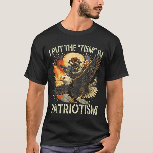 Ik zet het "tisme" in patriottisme retro adelaar w t-shirt (Voorkant)