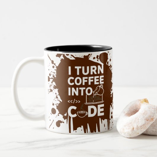 Ik zet koffie in code tweekleurige koffiemok (Met donut)