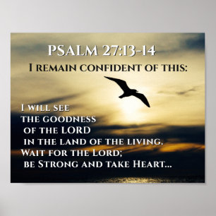 Ik zie de goedheid van de Lord Psalm 27:13-14 Poster