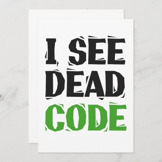 Ik zie Dead Code Grappig Programmeur Coding Gift Kaart (Voorkant / Achterkant)