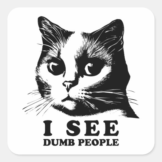 Ik zie Dumb People | Funny Cat Vierkante Sticker (Voorkant)