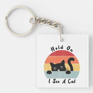 Ik zie een kat, grappige kat. sleutelhanger