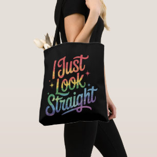 Ik zie er gewoon rechtgeaard Regenboog LGBTQ trots Draagtas