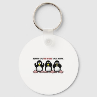 Ik zie geen boze pinguïns spreken sleutelhanger