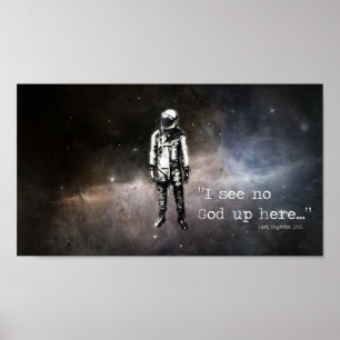 "Ik zie geen god hier boven" - Yuri Gagarin Poster