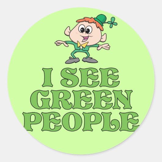 Ik zie Groene Mensen Ronde Sticker (Voorkant)
