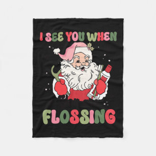 Ik zie je bij het flossen van Kerstmis Tandarts Ke Fleece Deken