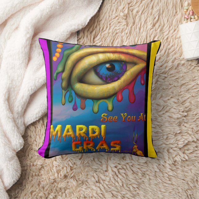 Ik zie je bij Mardi Gras Eye Kussen (Deken)