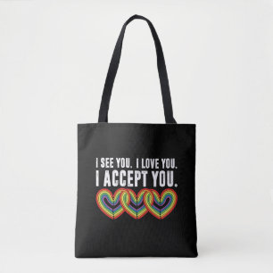 Ik zie je ik hou van je ik accepteer je regenboog draagtas