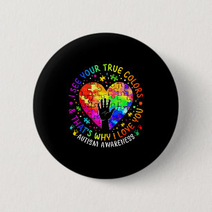 Ik Zie Je Ware Kleuren Hart Puzzel Wereld Autisme Ronde Button 5,7 Cm
