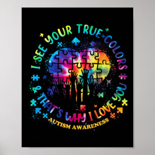 Ik zie je ware kleuren Puzzle World Autisme Awaren Poster