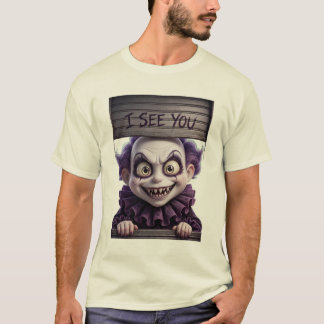 Ik Zie Jou - Pixar-Stijl Enge Clown Halloween PNG T-shirt