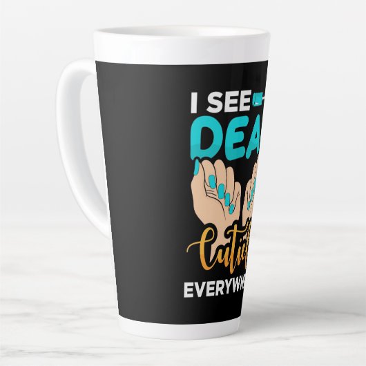 Ik zie overal kubussen latte mok (Linkerhoek)