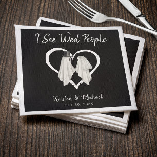 Ik zie Wed People Ghost Halloween Wedding Servet