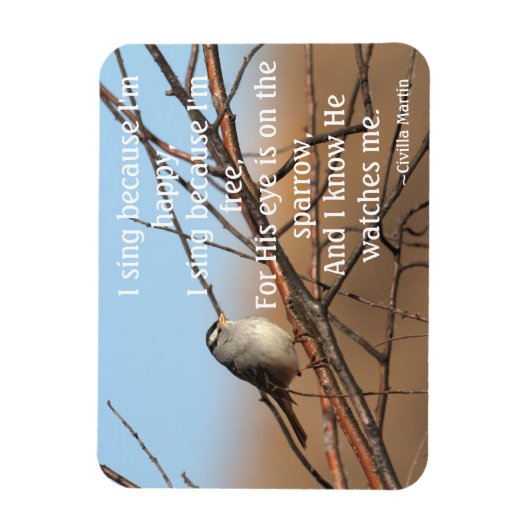 Ik zing omdat ik blij ben Sparrow Magneet (Verticaal)
