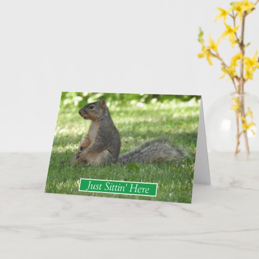 Ik zit hier aan je te denken, eekhoorn kaart (Gele Bloem)